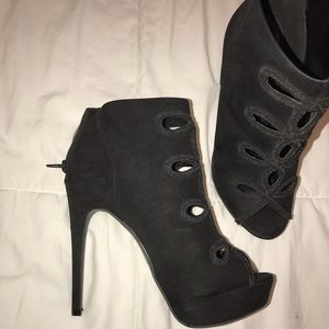 New Black Peep Toe Booties